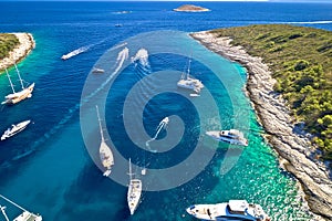 Palmizana bay on Pakleni Otoci islands turquoise yachting destination view