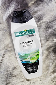 Palmolive shower gel isolated on gradient background