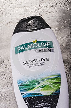 Palmolive shower gel isolated on gradient background