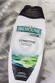 Palmolive shower gel isolated on gradient background