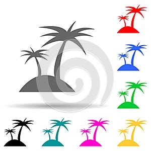 palms on the island multi color style icon. Simple glyph, flat vector of summer pleasure icons for ui and ux, website or mobile