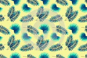 Palms leaves seamless pattern. Summer background with tropical plants. Tepmplate vector wallpaper. trendy backdrop