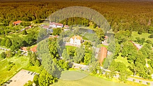 Palmse manor air museum, aerial view on a sunny summer day, Estonia