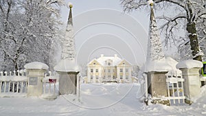 The Palmse manor in Estonia covered in snow