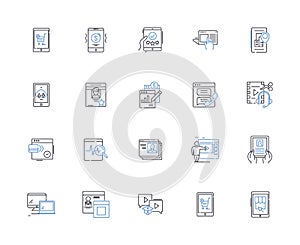 Palmtop line icons collection. Computer, Pocketable, Handheld, Portable, Mobile, PDA, Organizer vector and linear