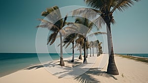 Palmy Trees and a Sandy Beach Radiate Tropical Vibrance