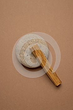 Palo Santo sticks on a brown background.Aromatherapy and religious rites and meditations.Scattered sticks of Palo Santo