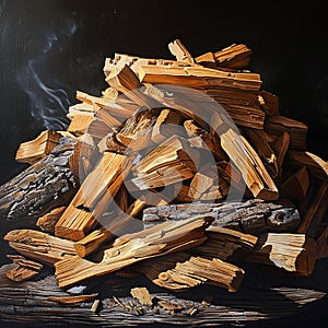 Palo Santo wood extraction high res hyper detailed , generated by AI photo