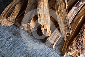 Palo santo wood sticks closeup in Ecuador