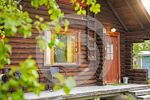 Palojarvi, Finland - 19.06.2018: Finnish Wild hut in national park is place for travelers in camping site, Finland