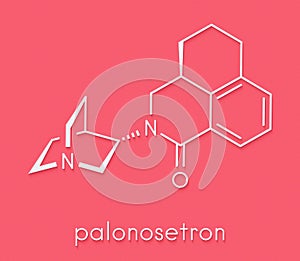 Palonosetron nausea and vomiting drug molecule. 5-HT3 inhibitor used to treat chemotherapy-induced nausea and vomiting CINV..