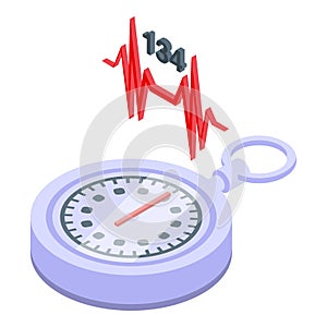 Palpitation stopwatch icon isometric vector. Heart attack photo