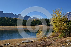 Palu lake in autumn - Landscape of Valmalenco, Valtellina, Italy photo