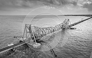 Pamban Bridge - a railway bridge which connects the town of Rameswaram on Pamban Island to mainland India