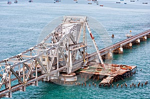 Pamban Bridge structure in Rameswaram, India