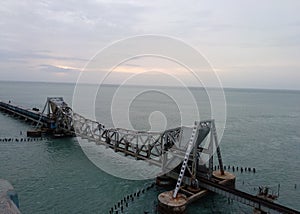 Pamban Bridge while train inside