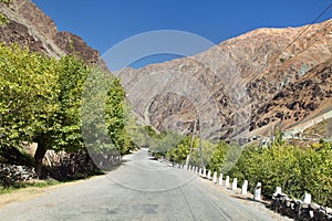 Pamir highway or pamirskij trakt mountains Tajikistan