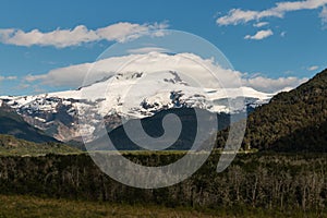 Pampa Linda with Tronador mountain and glacier photo