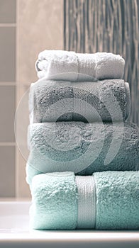 Pampering perfection Luxurious stack of fresh towels for ultimate comfort