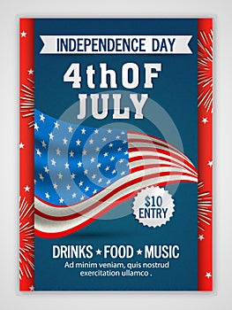 Pamphlet, Banner or Flyer for 4th of July.