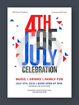 Pamphlet, Banner or Flyer for 4th of July.