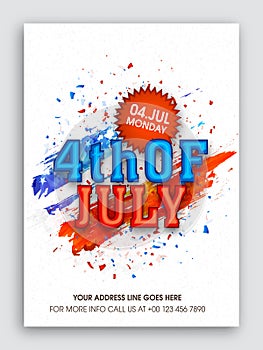 Pamphlet, Banner or Flyer for 4th of July.