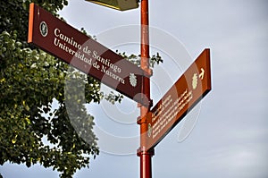 Pilgrim sign at the Camina de Compostella in Spain photo