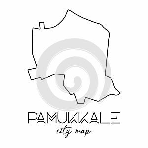 Pamukkale city map vector contour.