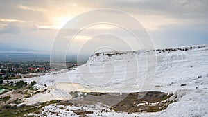 Pamukkale cotton castle time lapse in Denizli, Turkey