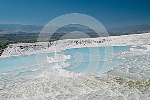 Pamukkale, natural pool with blue water, Turkey