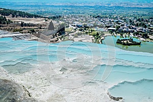 Pamukkale, natural pool with blue water, Turkey