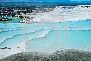 Pamukkale, natural pool with blue water, Turkey