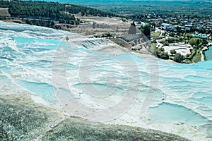 Pamukkale, natural pool with blue water, Turkey