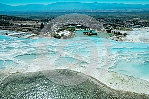 Pamukkale, natural pool with blue water, Turkey