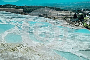 Pamukkale, natural pool with blue water, Turkey