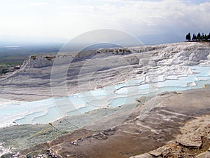 Pamukkale termal waters with the white rocks