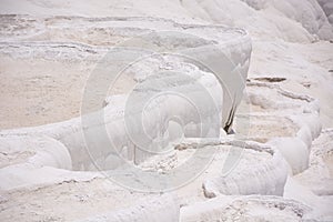 Pamukkale travertine pools and terraces carbonate mineral at ancient Hierapolis, Turkey