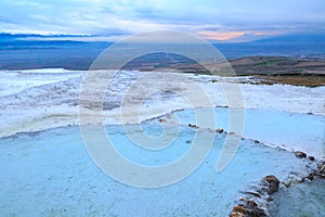 Pamukkale travertines during sunset