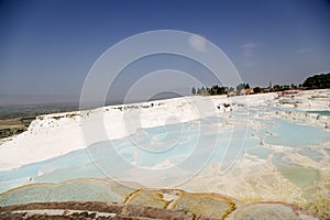 Pamukkale, Turkey. Landscape with beautiful travertine terraces