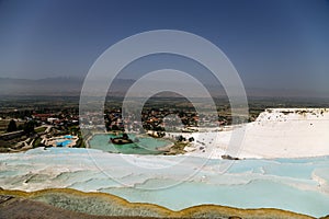 Pamukkale, Turkey. Landscape with travertine terraces