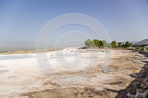 Pamukkale, Turkey. Mineral deposits of travertine