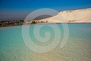 PAMUKKALE, TURKEY: Turquoise water travertine pools at Pamukkale.