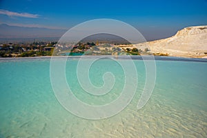PAMUKKALE, TURKEY: Turquoise water travertine pools at Pamukkale.