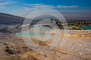 PAMUKKALE, TURKEY: Turquoise water travertine pools at Pamukkale.