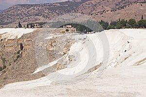 Pamukkale, Turkey. View of the white salt terraces.