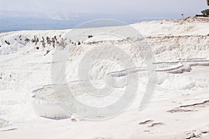 Pamukkale, Turkey. View of the white salt terraces.