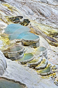 Pamukkale in Turkey. World wonder. Limestone basins in Pamukkale near Denizli.
