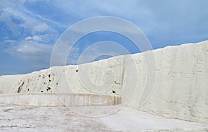 Pamukkale white calcium travertines in Turkey