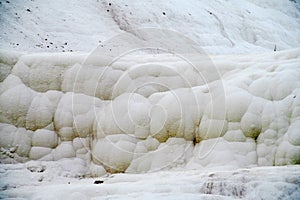 Pamukkale white calcium travertines in Turkey