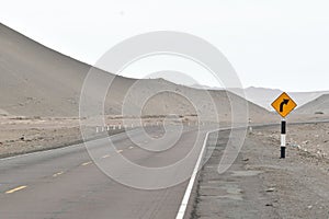 Pan-American Highway in the Peruvian desert of Yauca district- Peru 1